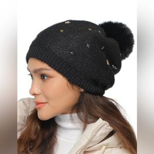 Star studded beanie winter hat